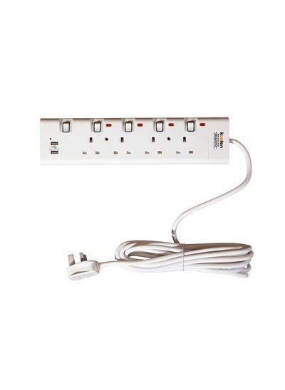 اشتري Koolen 4 Ways Power Extension Sockets 5 m 2 USB Ports White في السعودية