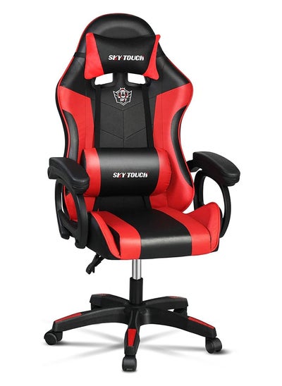 Buy Gaming Chair，Adjustable Computer Chair Pc Office Pu Leather High Back, Ergonomic design Lumbar Support,Comfortable Armrest Headrest，Red in UAE