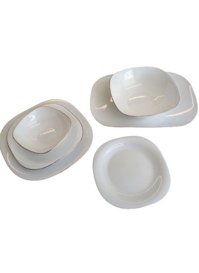 Buy Danny home 26 Pcs Opal ware Dinner set Heat Resisitance Opal glassware 6 x Dinner plate 6 x Soup plate 6 x Desert plate 6 x Bowl 1 x Rectangulare plate 1 x Medium Bowl in UAE