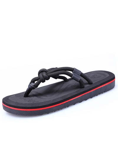 اشتري Summer Flip Flops Men Anti-Slip Couple Beach SandalsBlack Black في السعودية