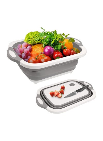Buy Collapsible Dish Tub Foldable Food Strainers Dishpan Colander Over The Sink Fruits/Vegetable Draining Basket Folding Cutting Board For Camping  Picnic Bbq Kitchen- Grey in Egypt