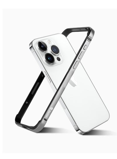 اشتري RAEGR iPhone 15 Pro Max Case | Anodized Aluminum Bumper | Supports Mag-Safe Wireless Charging | Edge Armor Protective Minimal Case Designed for iPhone 15 Pro Max (6.7-Inch) (2023) - Silver RG10537 في الامارات