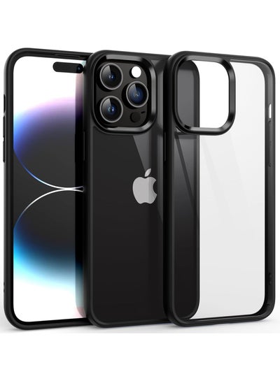 Buy Case Compatible With iPhone 14 Pro Max 6.7 Inch Clear Case Shockproof Hard PC + Soft Silicone Not Yellowing Transparent Protective Slim Case Phone (Black) in Egypt