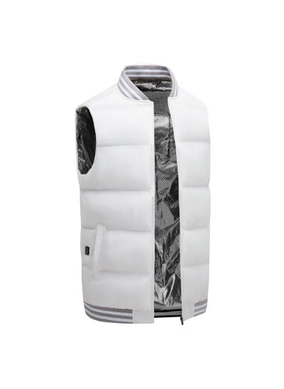 Buy Smart Heated Vest USB Five-Zone Adjustable Winter Waistcoat White in UAE