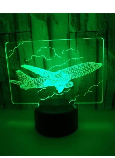 Buy Touch Remote Control Airplane 3D Stereo USB Multicolor Night Light Bedside Desk Imaginatively Decorated Christmas Birthday Gift in UAE