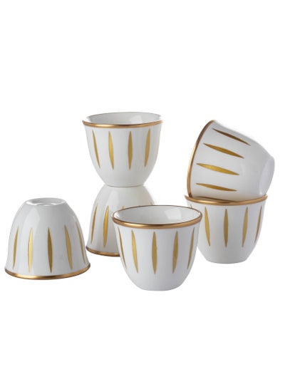 Buy Porcelain Saudi coffee cup set  6 pieces in Saudi Arabia