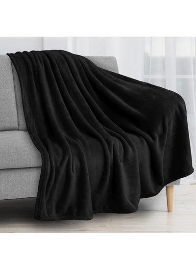 اشتري Black Fleece Throw Blanket For Couch Super Soft Fuzzy Flannel Throw For Sofa Luxury Plush Microfiber Blanket For Bed Plush Home Decorative Velvet Gift Blanket 50X60 في الامارات