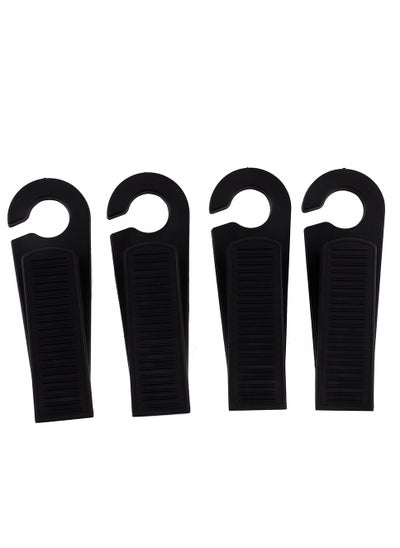 Buy Plastic Door Stopper -4 Piece- Durable Black Slanted Door Wedge with Non-Slip Base Child and Pet-Safe - for Indoor and Outdoor Use Prevents Doors from Slamming and Suitable for All Floor Types in Saudi Arabia