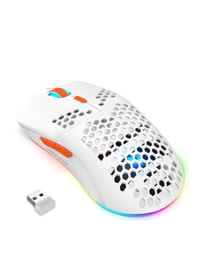 Buy Wireless Gaming Mouse Honeycomb Ultralight 6 Programmable Buttons Adjustable DPI Ergonomic Wireless Mouse RGB Backlight Optical Sensor Rechargeable Gaming Mice Mouse for Laptop Computer PC MAC in UAE