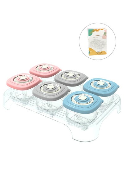 Buy 6 PCS 120ml Baby Food Containers with Lid Leakproof Baby Food Blocks Storage with Record Timer Freezer and Microwave Safe Baby Food Box in Saudi Arabia