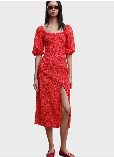 Buy Front Slit Balloon Sleeve Dress in UAE