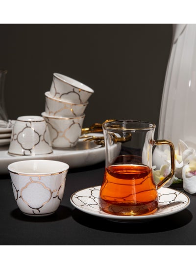 Buy 18 Pcs Porcelain Arabic Tea And Coffee Set in Saudi Arabia