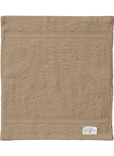 اشتري Terry 100% Cotton 480 Gsm Face Towel Super Soft Quick Dry Highly Absorbent Dobby Border Ring Spun Size: 30 X 30Cm Beige في السعودية