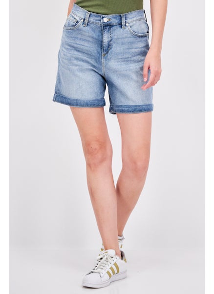 اشتري Women Solid Denim Shorts, Blue في السعودية