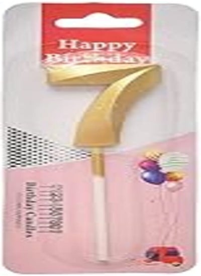 Buy Generic Small birthday glitter candle with number 7 design for cake decoration - gold in Egypt