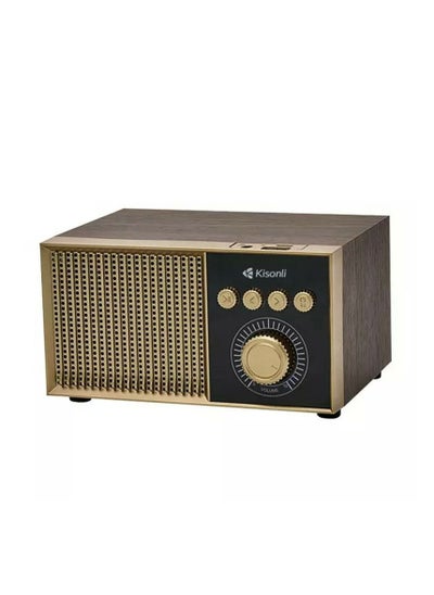 اشتري Kisonli G10 Wooden Retro Classic Outdoor Wireless BT Speaker - Brown في مصر