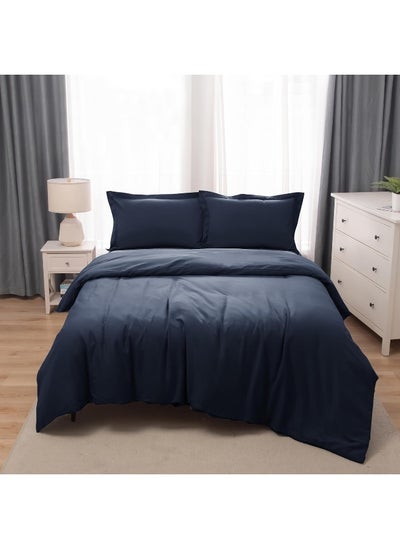 Buy Bedding Duvet Cover King Size Set- 1Pieces Duvet Cover 260X220Cm / 2Pieces-Pillow Shams 50X90Cm (Navy, King) in UAE