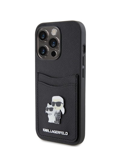 Buy Karl Lagerfeld Saffiano Case With Cardslot For iPhone 15 Pro Max (Black) in UAE