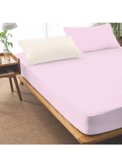 Buy Frida King-Sized Fitted Sheet Set, Pink - 180X200 Cm in UAE