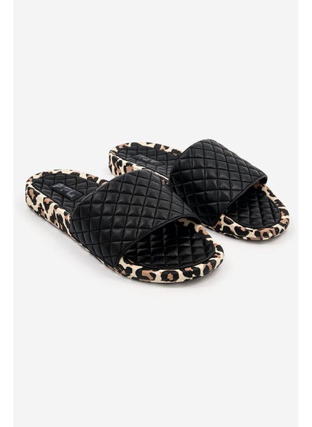 اشتري Women Slip On Quilted Lusso Slides, Black في السعودية