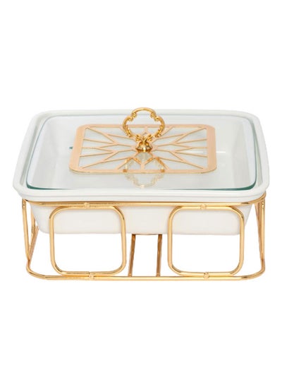 اشتري Acasia Square Casserole White/Gold 23.5 cm في الامارات