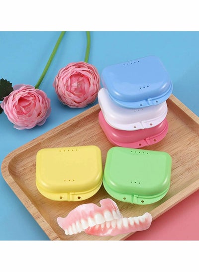 Buy Denture Case 5 Pcs Retainer False Teeth Container Box, Mouth Guard Case with Air Vent Holes Teeth Brace Mouth Guard Storage for Travel in Saudi Arabia