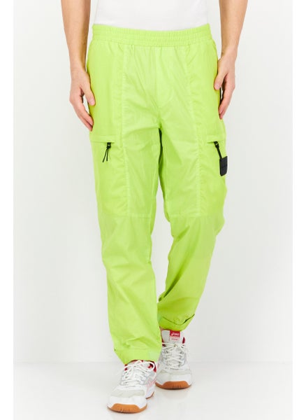 Buy Men Regular Fit Brand Logo Track Pants, Lime Green in UAE