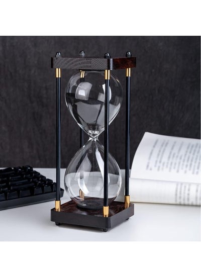 Buy 60 Minutes Hourglass Timer, Vintage Wooden Men's Ladies Quiet Clock for Home Office Kitchen Wedding Decor Ornaments Black in Saudi Arabia
