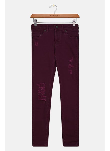 Buy Kids Girl Super Skinny Jeans, Purple in UAE