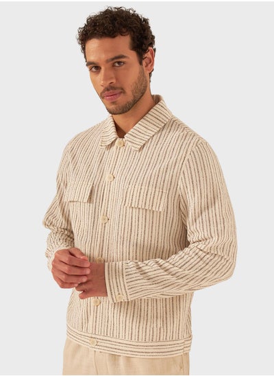 Buy Striped Button Up Jacket in Saudi Arabia