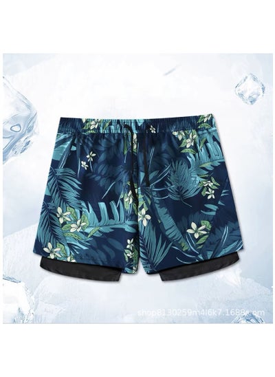 اشتري Fashionable Men's Double-Layer Quick Drying Beach Swimming Shorts في الامارات