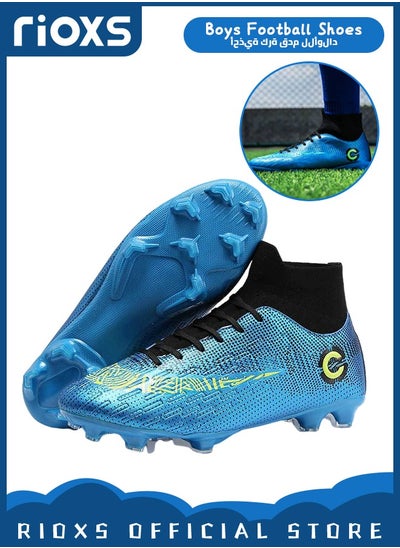 Buy Men's Soccer Shoes Professional Competition Football Boots Training Boy's Outdoor Non-Slip Sneakers For Kids Lightweight Teenagers Adults in UAE