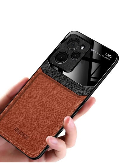 Buy PC Leather Case for Xiaomi POCO X5 Pro/Redmi Note 12 Pro Anti-collision Anti-fall Anti-fingerprint Mobile Phone Case Simple Fashion Phone Case Eye Protection Leather Phone Case in Saudi Arabia