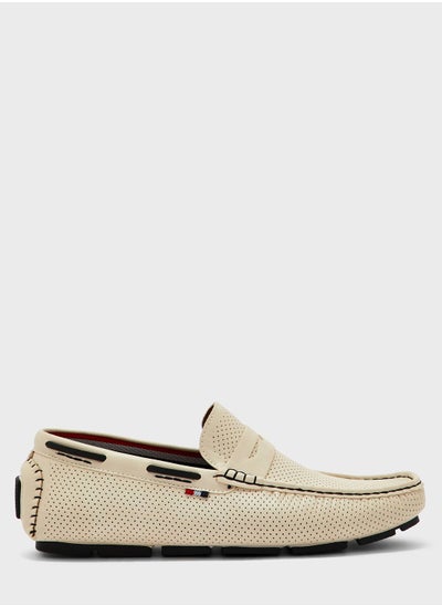 Buy Webbing Highlight Perforation Texture Formal Loafers in Saudi Arabia