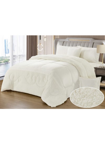 Buy Single winter comforter set, two-side system, velvet face and soft fur side, 4-piece system, medium filling, excellent quality and practical, 160 * 220 cm in Saudi Arabia