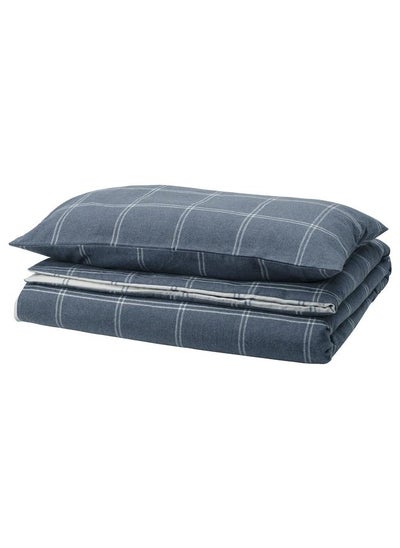 Buy Duvet Cover And Pillowcase Blue/Check 150X200/50X80 Cm in Saudi Arabia