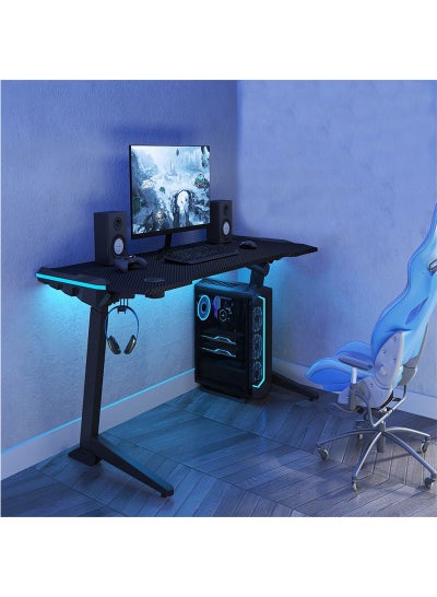 Buy Black GET119X-L Modern Height Adjustable Gaming Table Desk, With RGB Led Light for Office, Gamers, Home in UAE