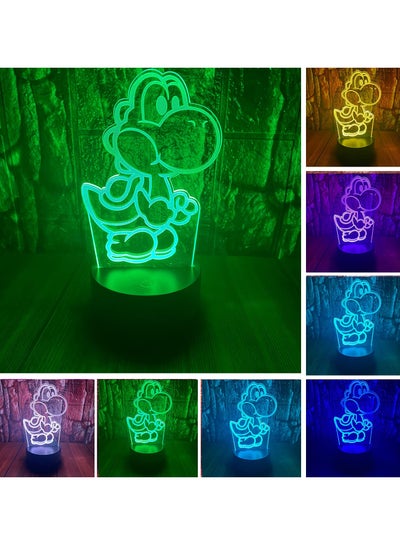 Buy مصباح ليلي ثلاثي الأبعاد بتصميم يوشي من سوبر ماريو بروس، مع إضاءة LED وتحكم عن بُعد بـ7 ألوان. هدية رائعة للأولاد والبنات في المناسبات. in Egypt