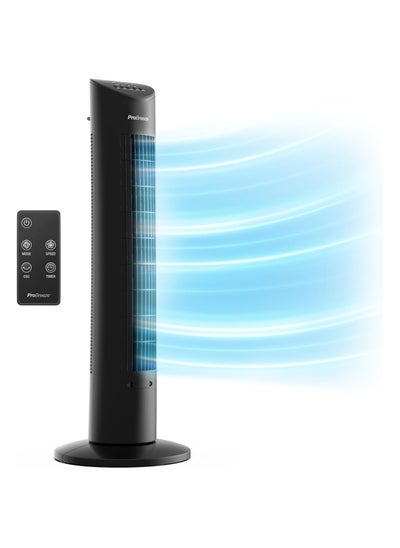 Buy Pro Breeze Oscillating 30-inch Tower Fan with Ultra-Powerful 60W Motor, Remote Control, 7.5 Hour Timer and 3 Cooling Fan Modes for Home and Office - Black in UAE