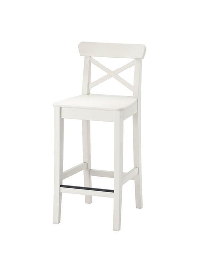 Buy Bar Stool With Backrest, White, 63 Cm in Saudi Arabia