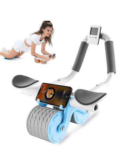 Buy Exercise Wheels Ab Workout Equipment for Abdominal Core Strength Training at Home, with Elbow Support Automatic Rebound and Timer in UAE