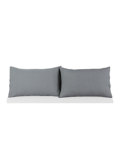 اشتري Retreat 2-Piece Pillow Case Set 50X90Cm - Storm Grey في الامارات