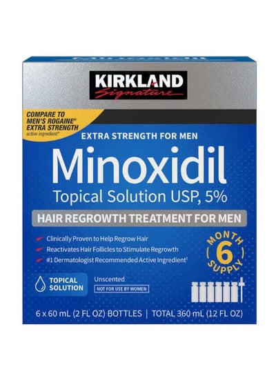 Buy 6 Piece Minoxidil Topical Solution USP, 5%, Extra Strength Hair Regrowth Treatment for Men in Saudi Arabia