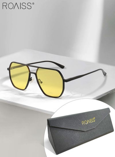 Buy Men's Polarized Night Vision Glasses for Driving, UV400 Protection Sun Glasses with Aluminum Magnesium Alloy Frame, Square Glasses for Men Driving, Fishing, Golfing, Traveling in Saudi Arabia