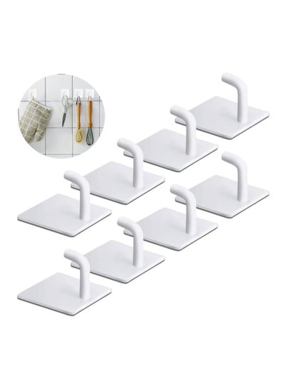 Buy 8 Pack Hooks Bathroom Hanger Adhesive Wall Hooks Self Adhesive Duty Towel Shower Hooks Stainless Steel Hooks for Hanging Towel Coat Key Home Kitchen White in Saudi Arabia