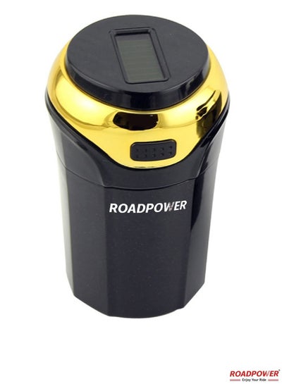 Car Ashtray With Solar Powered Lighter & LED Light - Detachable Portable Design, No Charging Needed (Black)