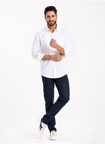 اشتري COTTON WHITE CASUAL LONG SLEEVE SHIRT في الامارات