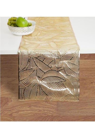 Buy Gold Table Runner Ramadan Runner Leaf Laser Cut Table Mat Cloth for Kitchen Living Room Home Coffee Party Decor 180X35cm in UAE