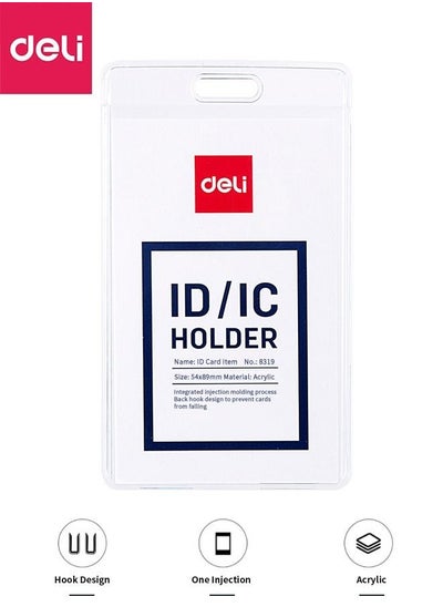 Buy Vertical Clear ID Badge Holder Plastic Sleeve Card Holder Name Badge Vertical White With Transparent Case 89x54mm in UAE