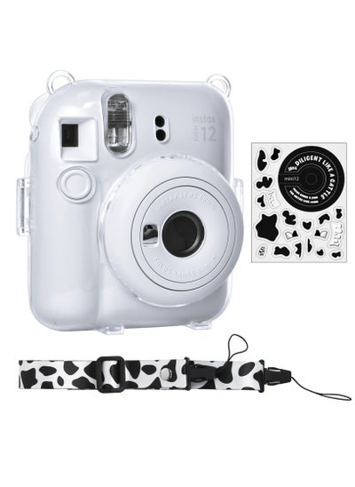 Buy Clear Case for Fuji Instax Mini 12/Polaroid 12, Fujifilm 12 Instant Camera with Back Photos Pocket, Shoulder Strap and Beautiful Sticker in UAE